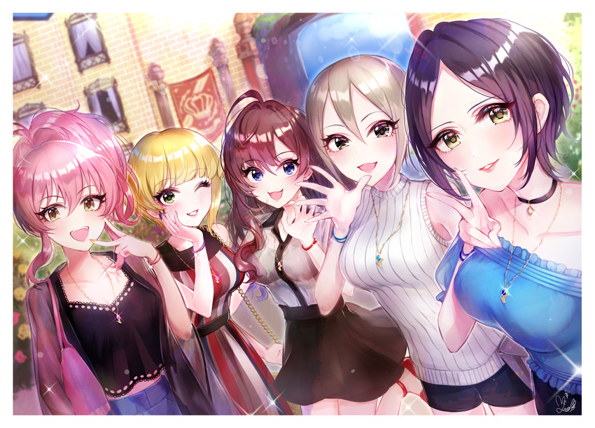 jougasaki mika, ichinose shiki, hayami kanade, miyamoto frederica, and shiomi syuko (idolmaster and 1 more) drawn by mairo