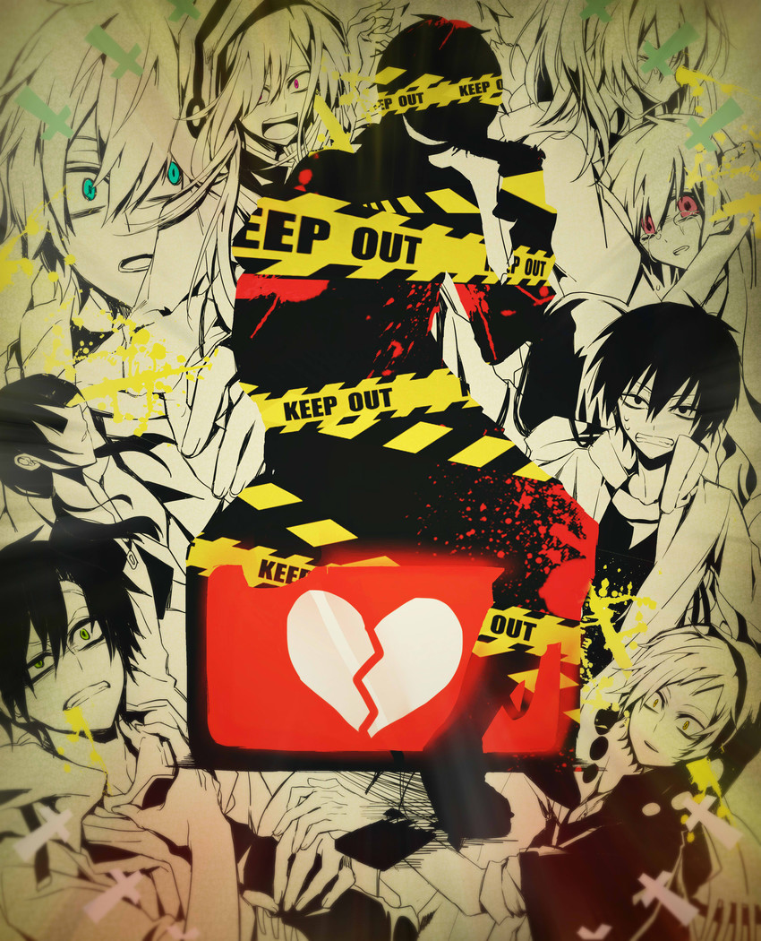 kozakura marry, kisaragi shintarou, kido tsubomi, kano shuuya, seto kousuke, and 4 more (kagerou project and 1 more) drawn by woshiab