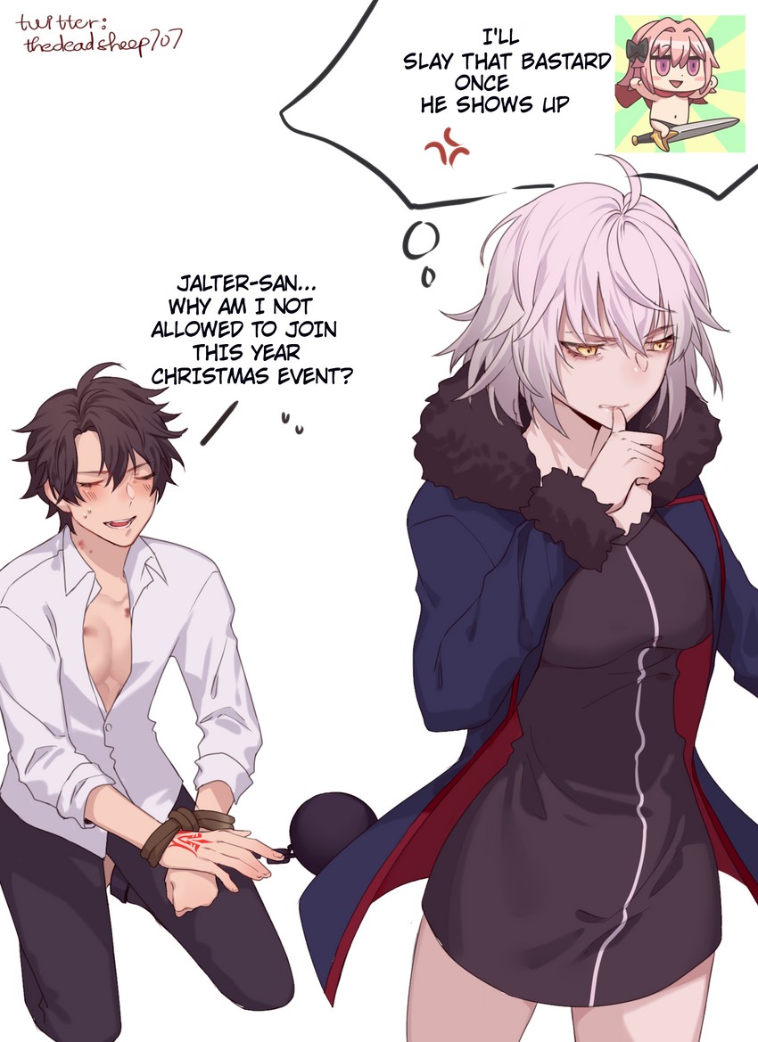 fujimaru ritsuka, jeanne d'arc alter, and astolfo (fate and 1 more) drawn by jesse_(pixiv34586727)