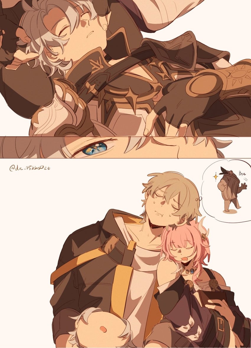 trailblazer, caelus, phainon, cyrene, and lordly trashcan (honkai and 1 more) drawn by dx_15khs02t