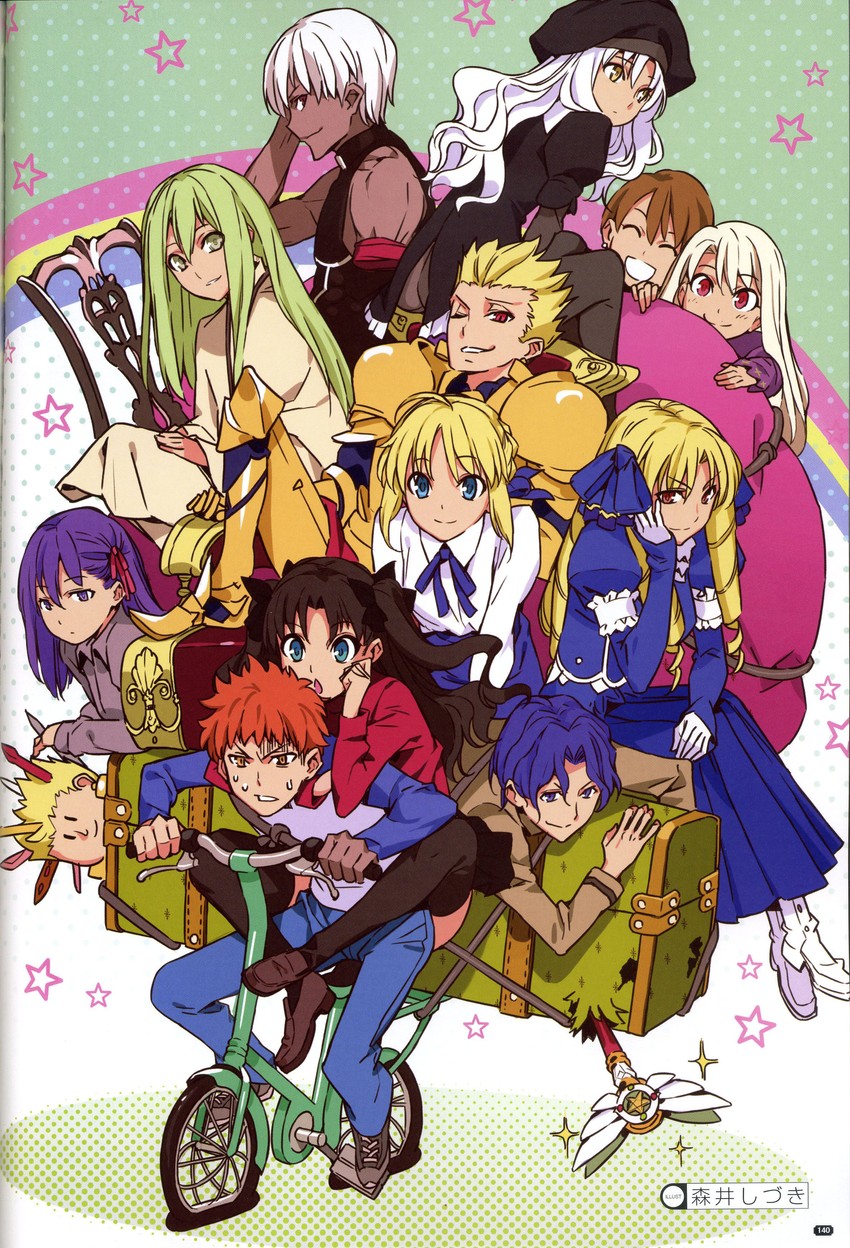 artoria pendragon, saber, tohsaka rin, illyasviel von einzbern, gilgamesh, and 9 more (fate and 3 more) drawn by morii_shizuki
