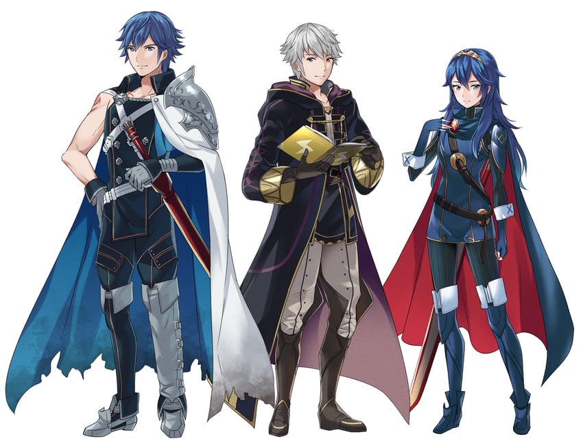 lucina, male robin, and chrom (fire emblem and 1 more) drawn by ameno_(a_meno0)