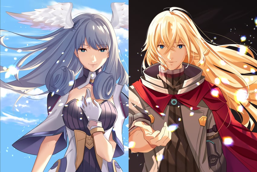melia antiqua and shulk (xenoblade chronicles and 2 more) drawn by wanderstillart