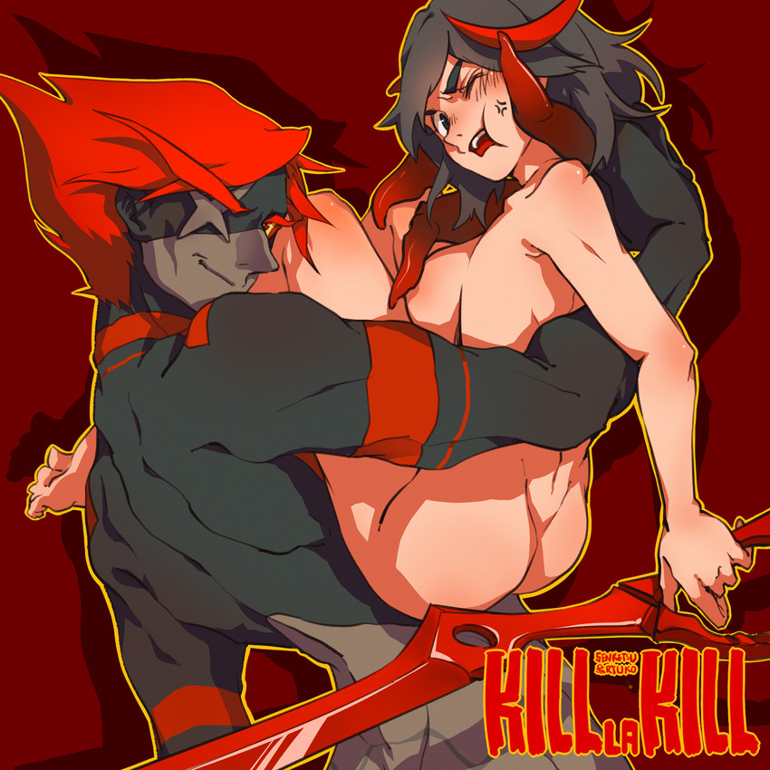matoi ryuuko and senketsu (kill la kill) drawn by akakeru