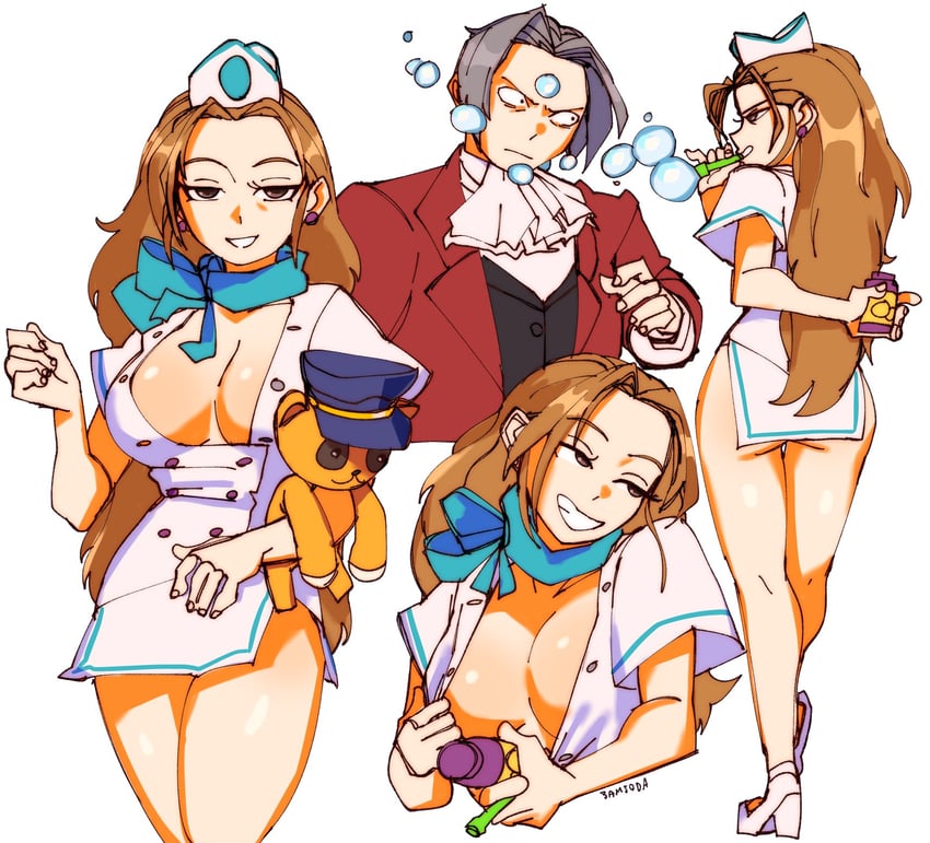 miles edgeworth and cammy meele (ace attorney and 2 more) drawn by 3amsoda