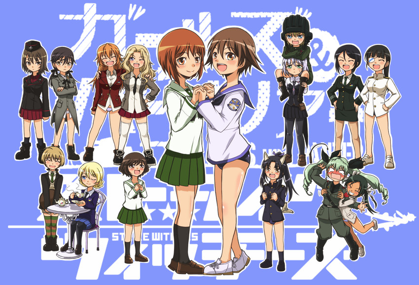 nishizumi miho, darjeeling, nishizumi maho, anchovy, akiyama yukari, and 11 more (girls und panzer and 2 more) drawn by zatou_(kirsakizato)