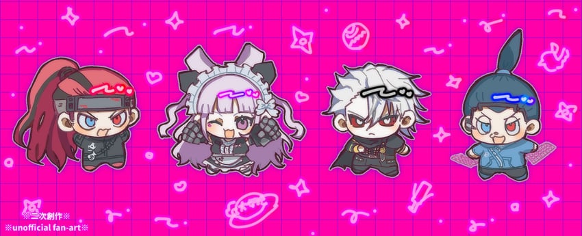 otori ojirou, q, akiba hinagiku, akiba ichinosuke, and akiba saizo (tribe nine) drawn by suzuki_555