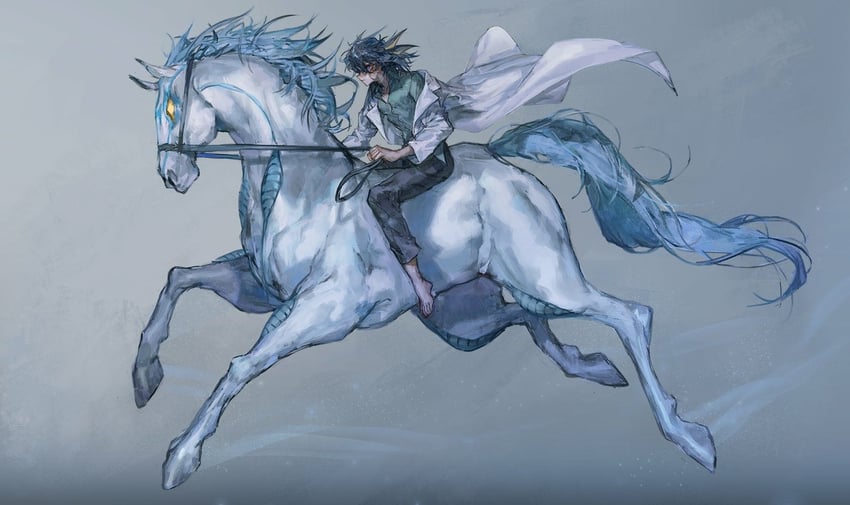 fudo yusei and stardust dragon (yu-gi-oh! and 1 more) drawn by momentcorefly