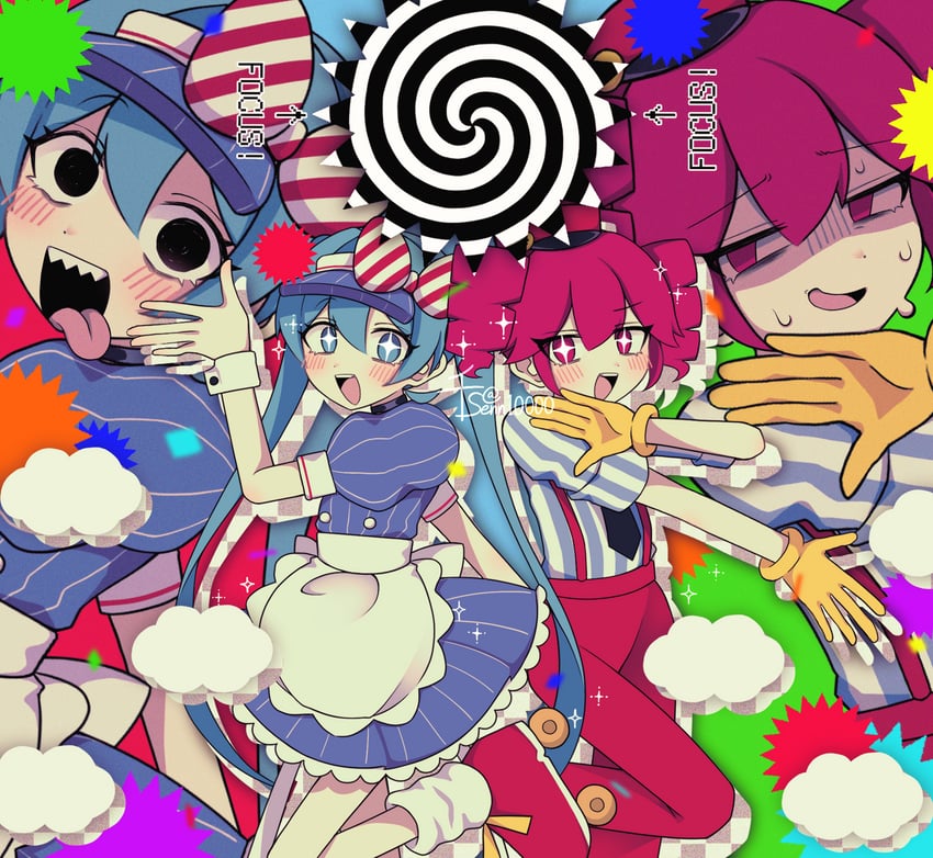 hatsune miku and kasane teto (vocaloid and 2 more) drawn by senn10000
