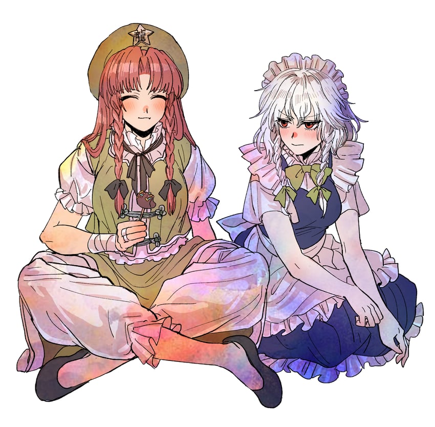 izayoi sakuya and hong meiling (touhou) drawn by kuya_(hey36253625)