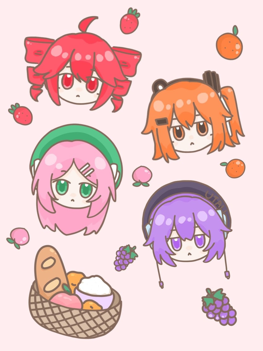 kasane teto, adachi rei, utane uta, and momone momo (utau and 1 more) drawn by daofeng_(daofeng3330)