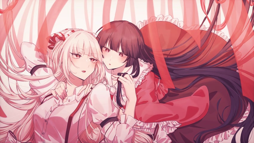 fujiwara no mokou and houraisan kaguya (touhou) drawn by somei_ooo
