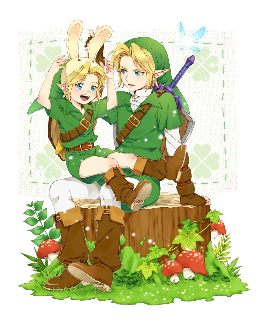 link, young link, and navi (the legend of zelda and 1 more) drawn by ar_(rikuesuto)