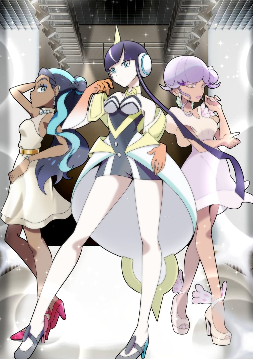 nessa, elesa, and tulip (pokemon and 3 more) drawn by takuya_(keroro0519)