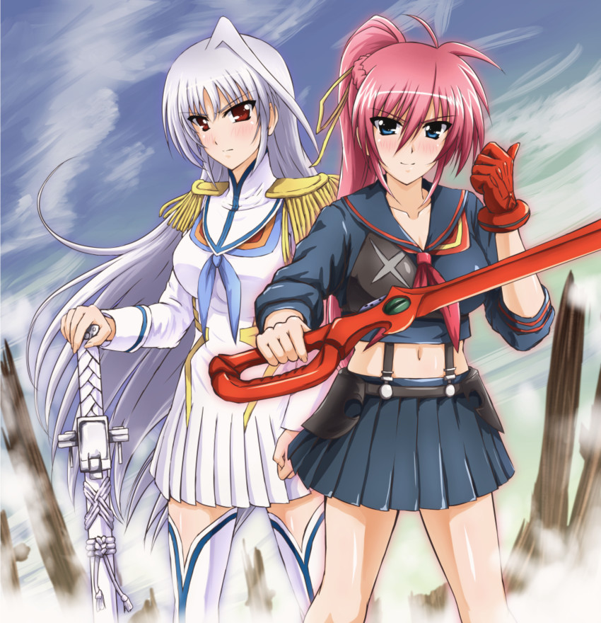matoi ryuuko, senketsu, kiryuuin satsuki, junketsu, signum, and 1 more (lyrical nanoha and 3 more) drawn by diesel-turbo
