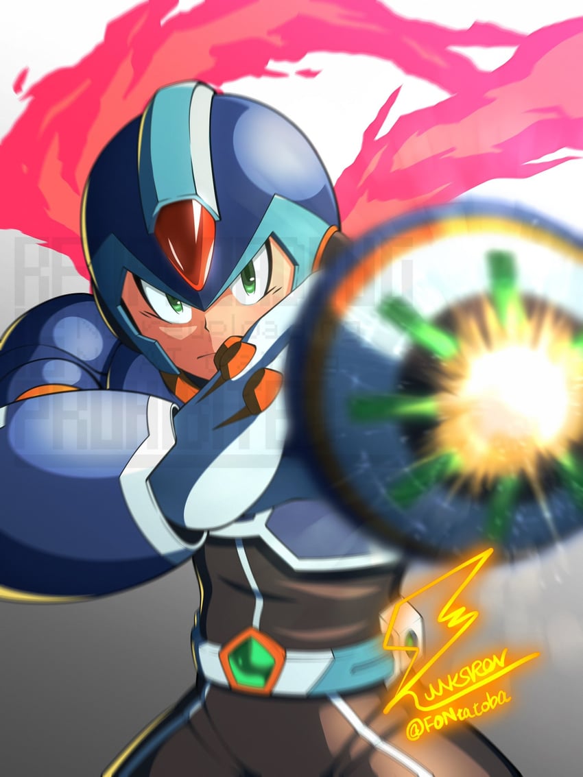 x and new armor x (mega man and 2 more) drawn by fontatoba