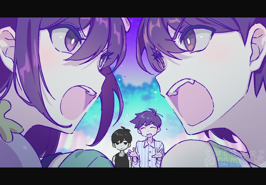 omori, aubrey, kel, and hero (omori) drawn by tendoshi