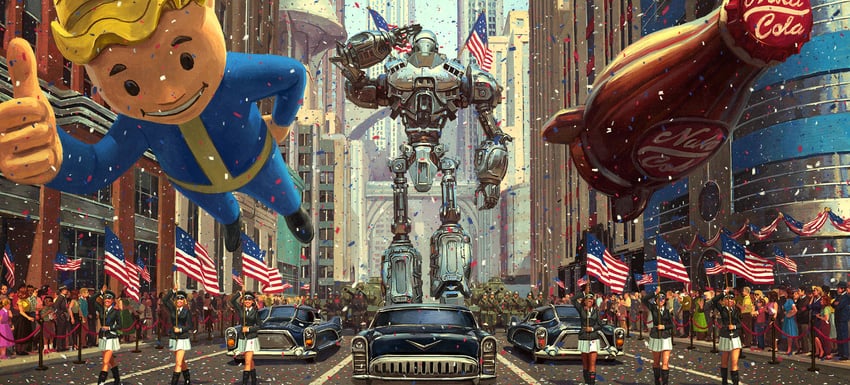 vault boy and liberty prime (fallout and 1 more)