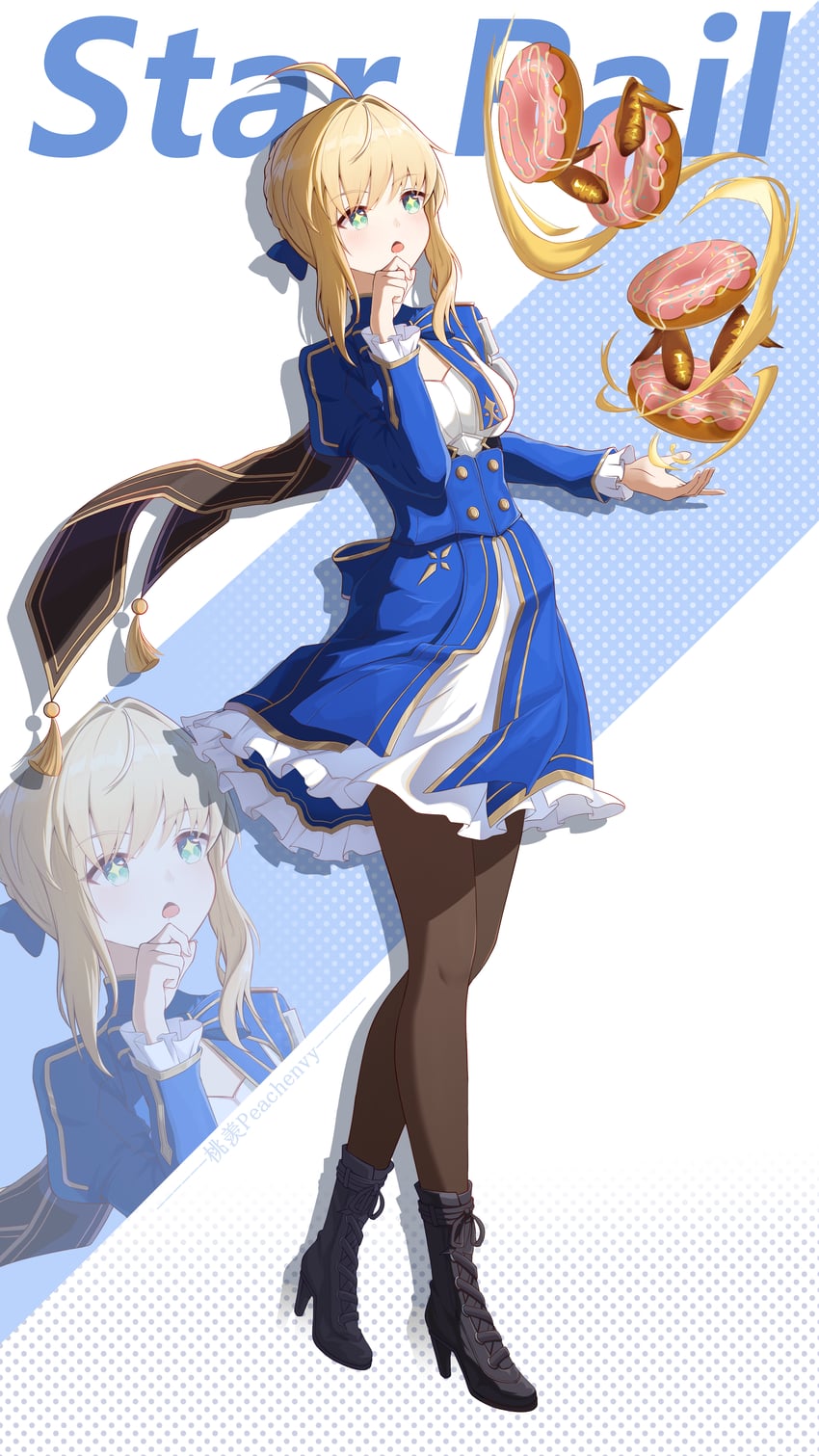 artoria pendragon and saber (fate and 4 more) drawn by peachenvy
