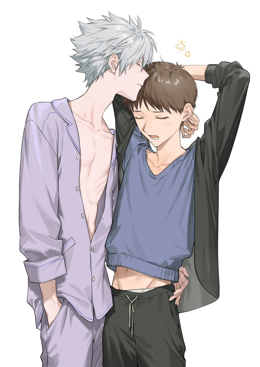 ikari shinji and nagisa kaworu (neon genesis evangelion) drawn by himo_(himodayoo)
