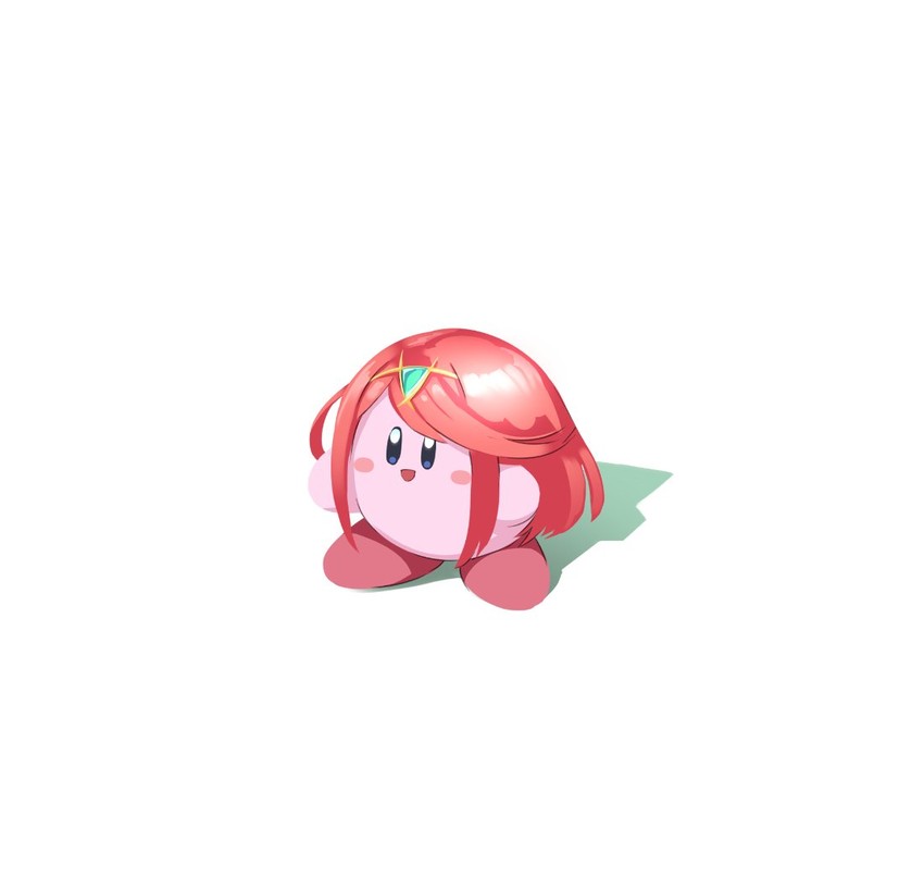 pyra and kirby (xenoblade chronicles and 3 more) drawn by seigetsu_kotaku