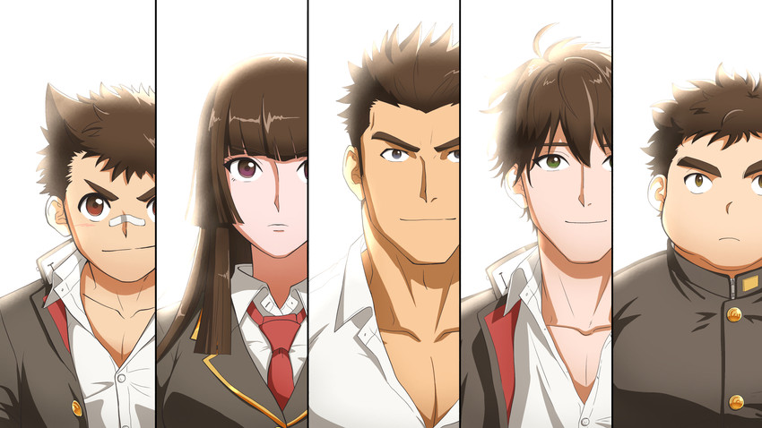 protagonist 3, protagonist 2, protagonist 4, protagonist 1, and protagonist 5 (tokyo afterschool summoners) drawn by fle0423