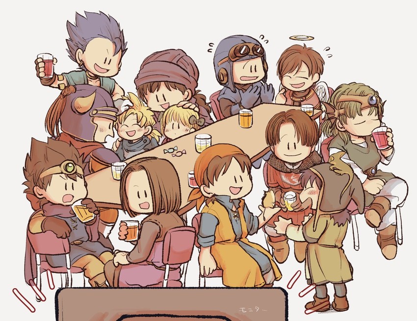slime, roto, prince of lorasia, hero's daughter, hero, and 1 more (dragon quest and 14 more) drawn by rakka_(gerakudq1196)
