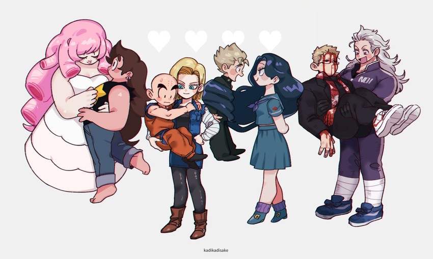 android 18, kuririn, hirose koichi, noi, yamagishi yukako, and 3 more (jojo no kimyou na bouken and 5 more) drawn by ka_ji
