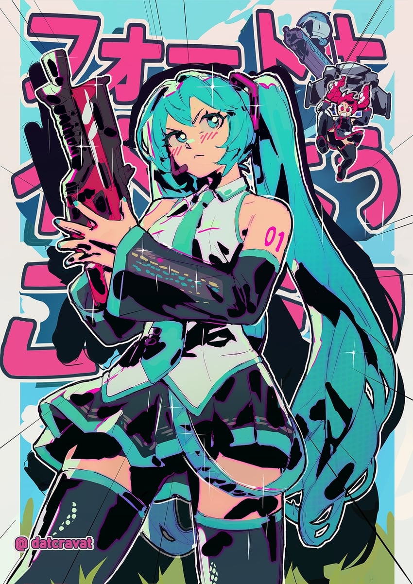 hatsune miku and kasane teto (vocaloid and 2 more) drawn by datcravat