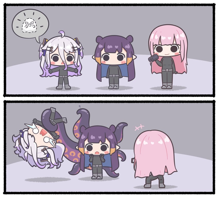 mori calliope, ninomae ina'nis, and henya the genius (hololive and 3 more) drawn by mpien
