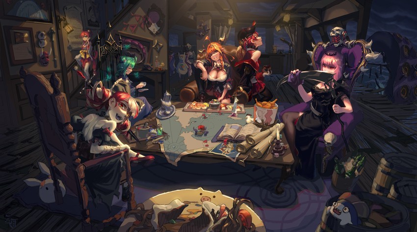 gawr gura, houshou marine, mori calliope, minato aqua, sakura miko, and 13 more (hololive and 3 more) drawn by zheng_jian