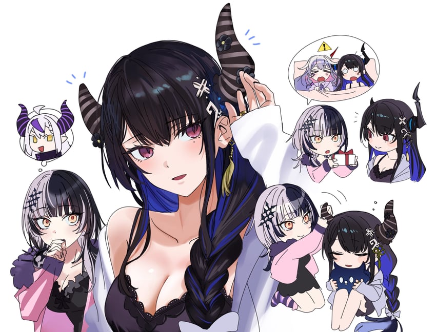 la+ darknesss, shiori novella, nerissa ravencroft, koseki bijou, yorick, and 1 more (hololive and 1 more) drawn by yomosaka
