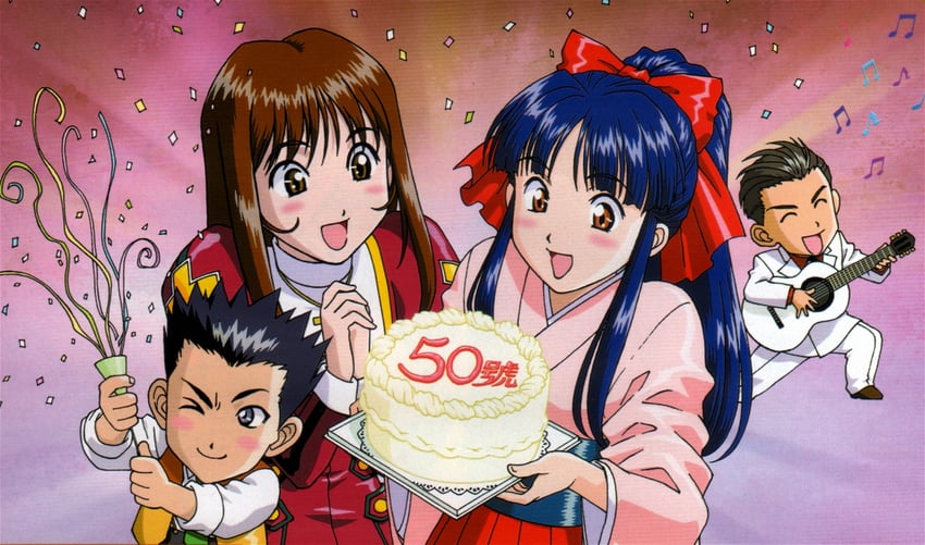 shinguuji sakura, erica fontaine, oogami ichirou, and kayama yuuichi (sakura taisen and 3 more) drawn by kazuhiro_soeta