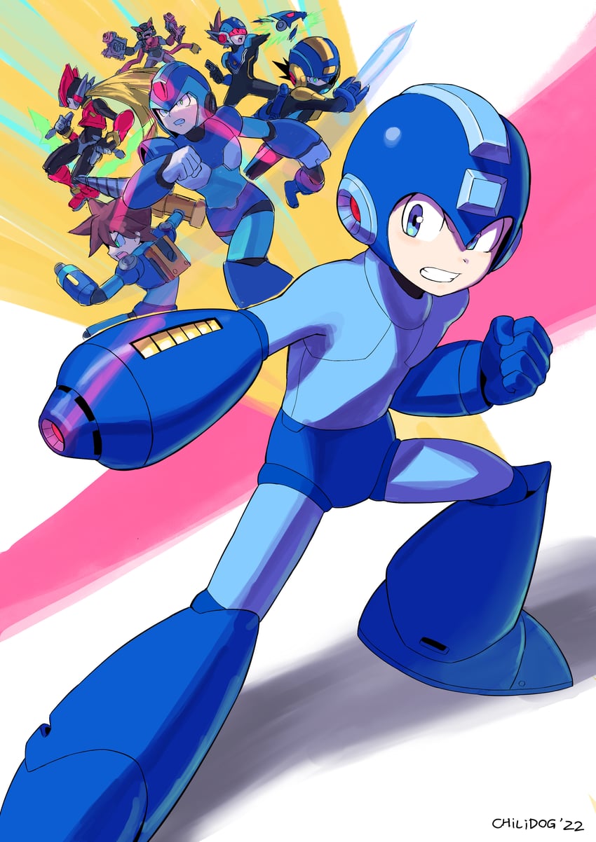 zero, x, mega man, zero(z), megaman.exe, and 5 more (mega man and 7 more) drawn by chilidog_(lumchan777)