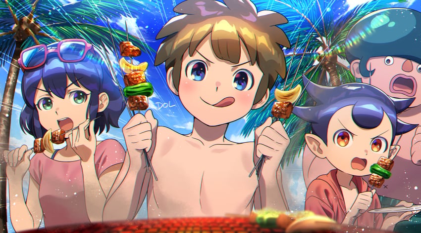 otonashi haruna, tachimukai yuuki, kogure yuuya, and kabeyama heigorou (inazuma eleven) drawn by dolustoy