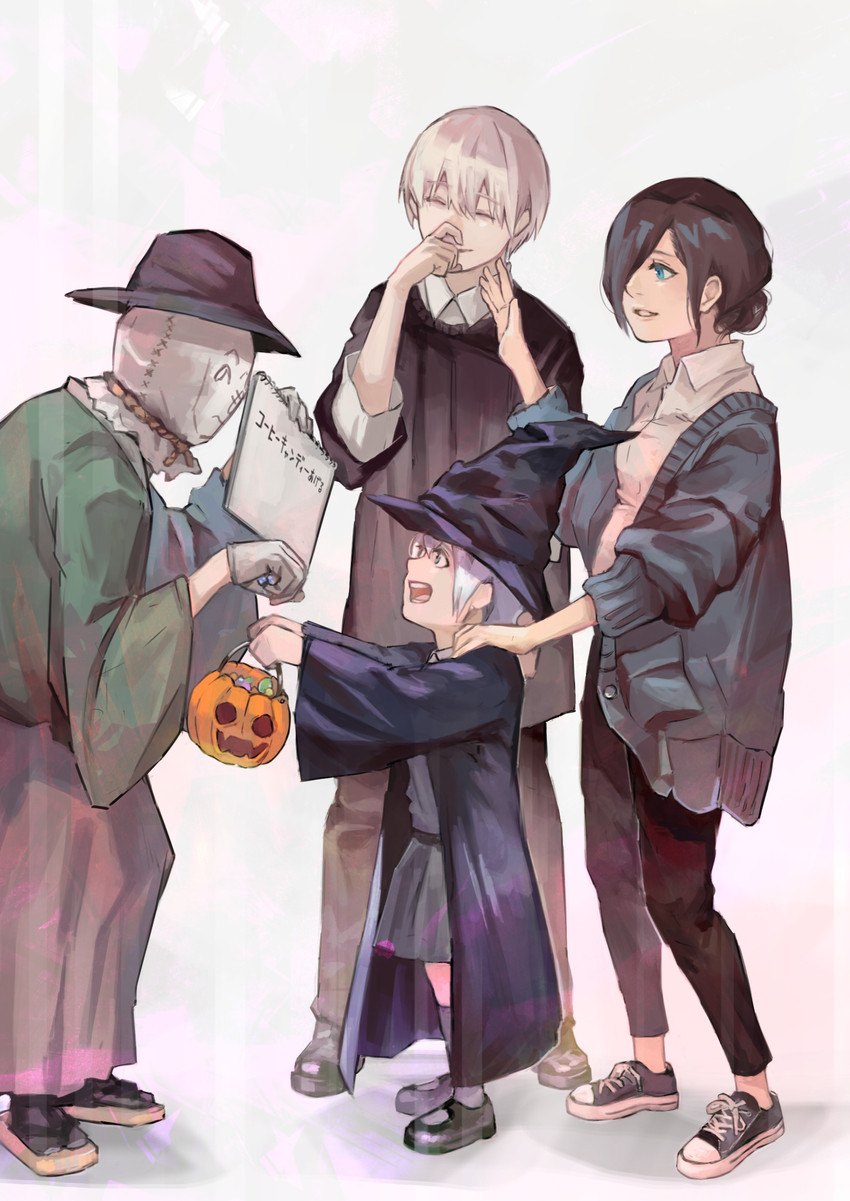 kaneki ken, kirishima touka, kaneki ichika, and nagachika hideyoshi (tokyo ghoul and 1 more) drawn by kyuuba_melo