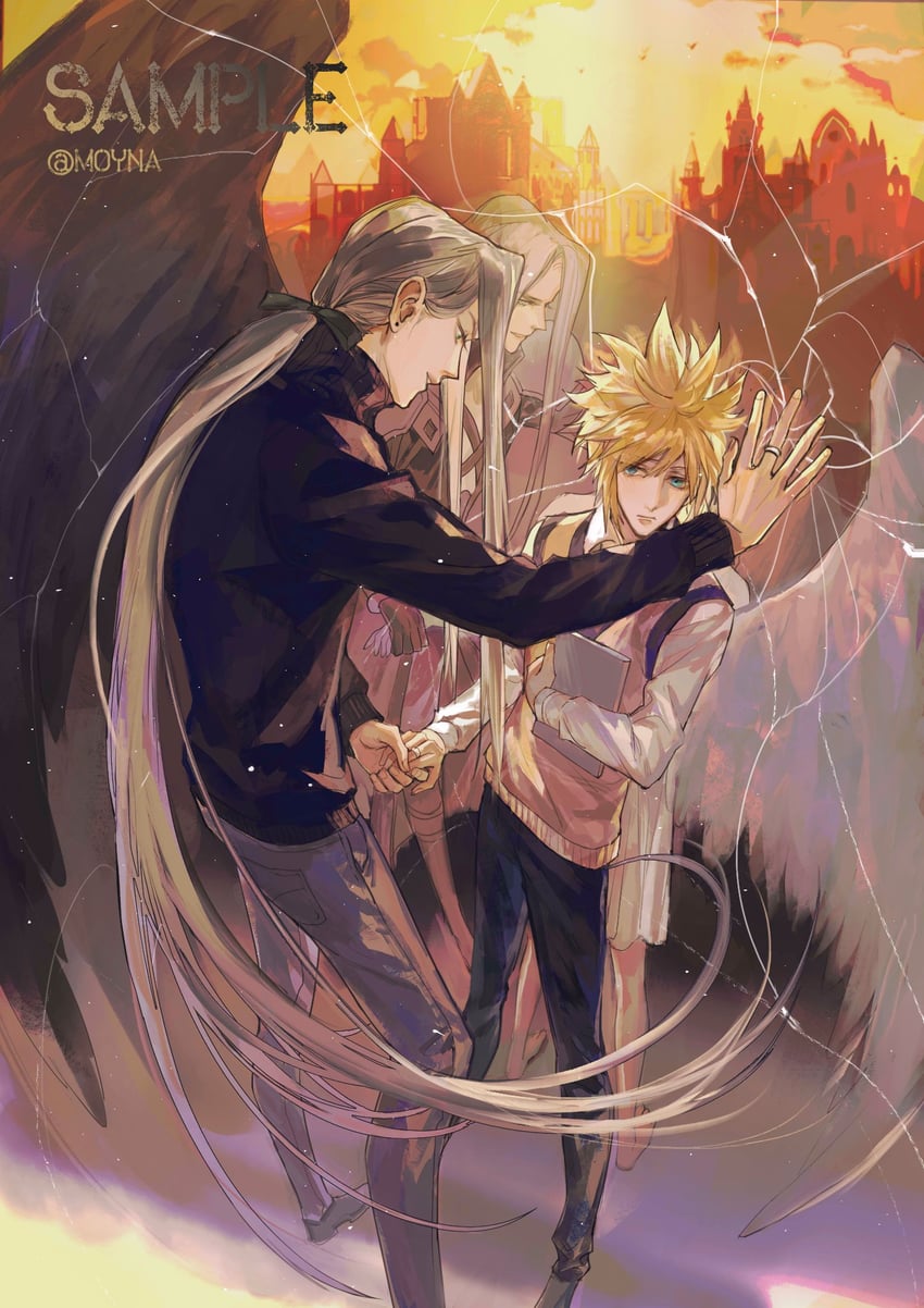 cloud strife and sephiroth (final fantasy and 1 more) drawn by moyna