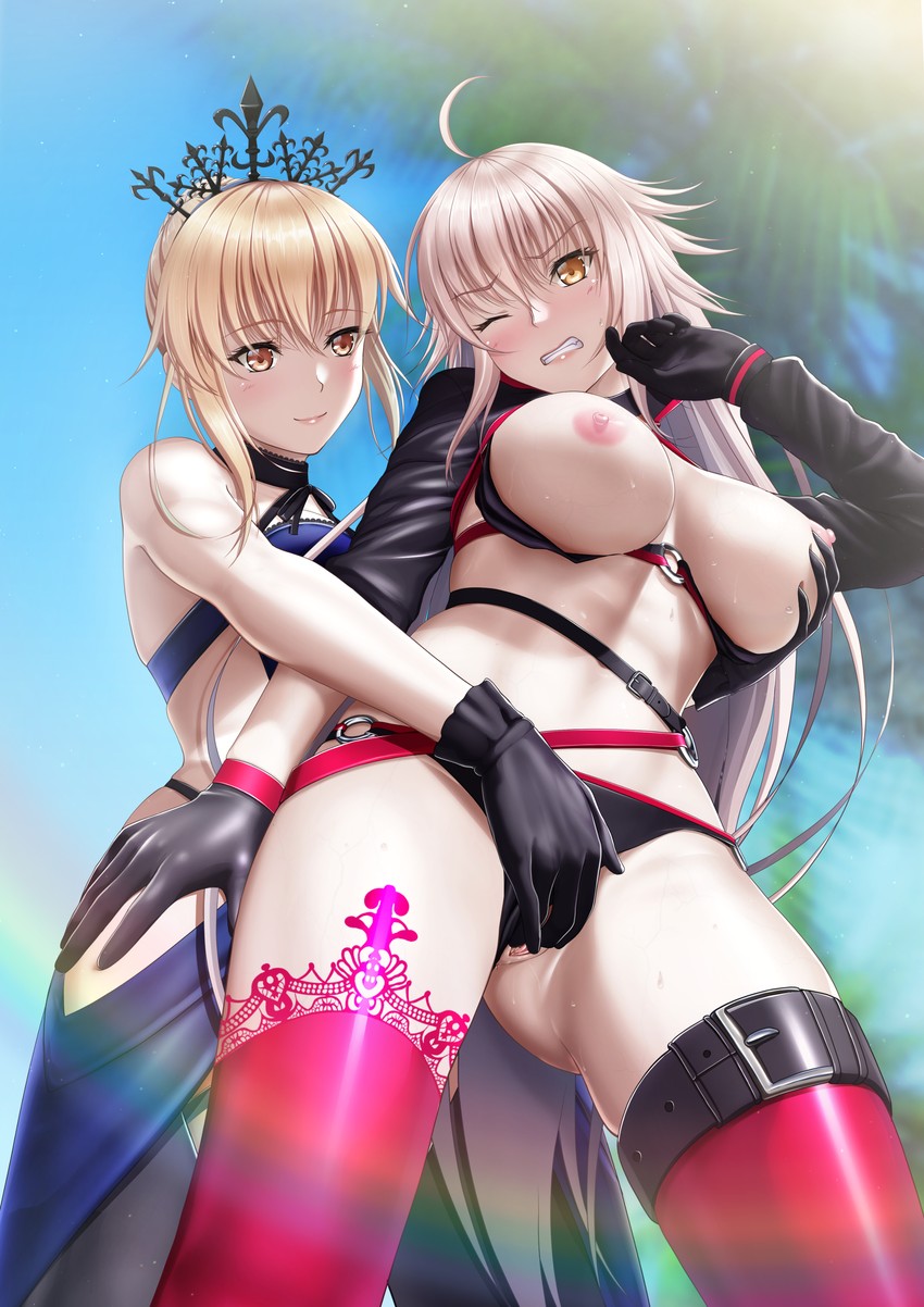 artoria pendragon, jeanne d'arc alter, and saber alter (fate and 1 more) drawn by tai_(2vs)