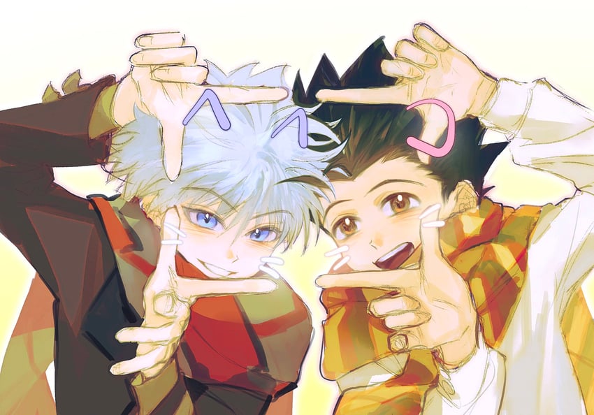 killua zoldyck and gon freecss (hunter x hunter) drawn by gelb