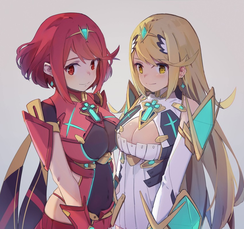 pyra and mythra (xenoblade chronicles and 1 more) drawn by ikada_sora