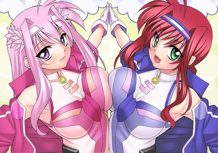 amitie florian and kyrie florian (lyrical nanoha and 3 more) drawn by sakura_ryuuken