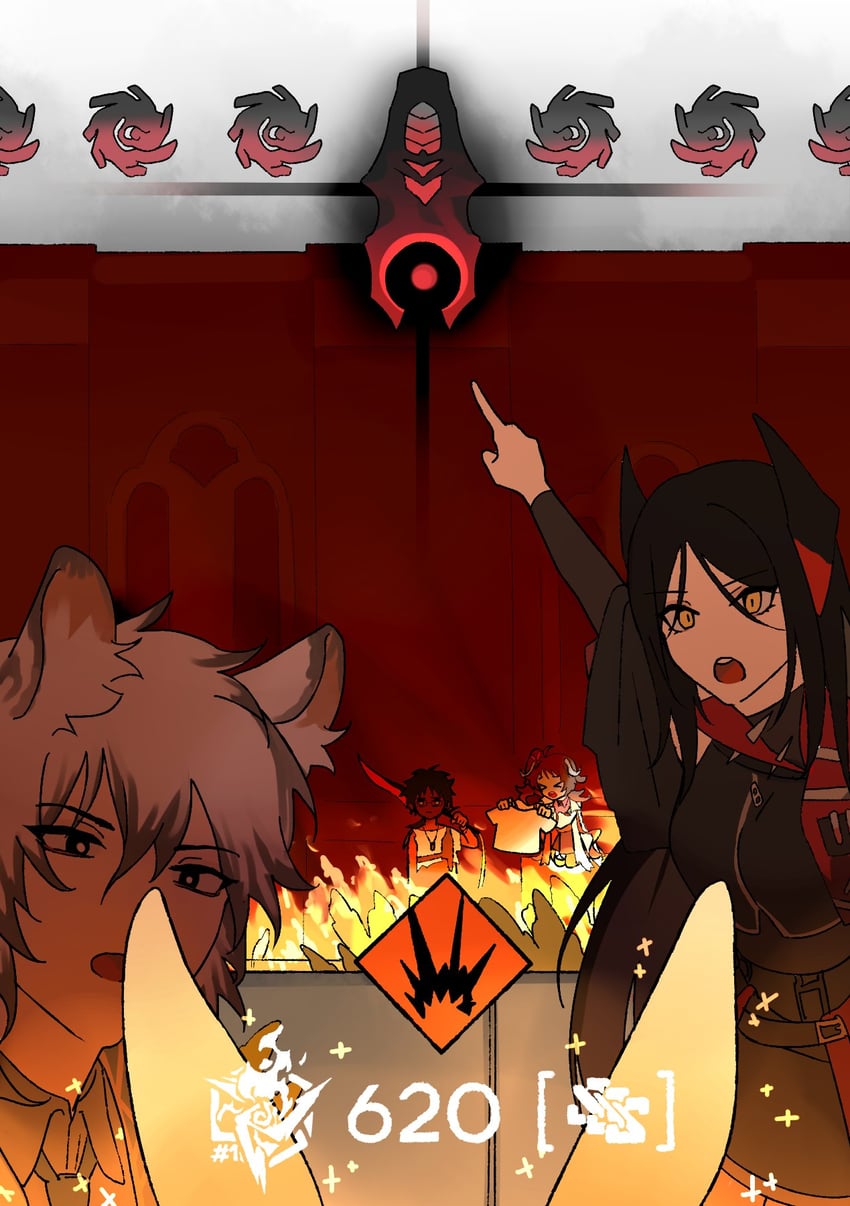 eyjafjalla, silverash, thorns, mlynar, ines, and 1 more (arknights) drawn by furiwo