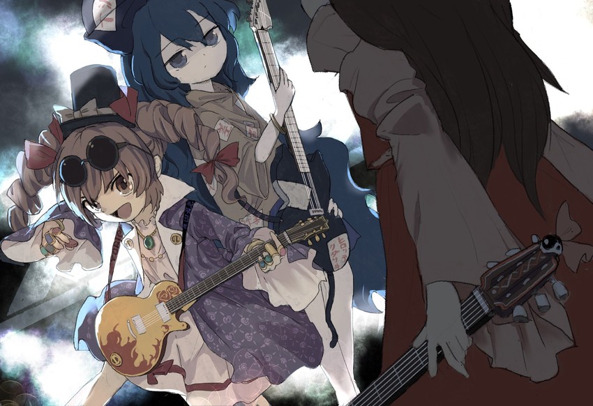 hakurei reimu, yorigami shion, and yorigami jo'on (touhou) drawn by yamame_jinja