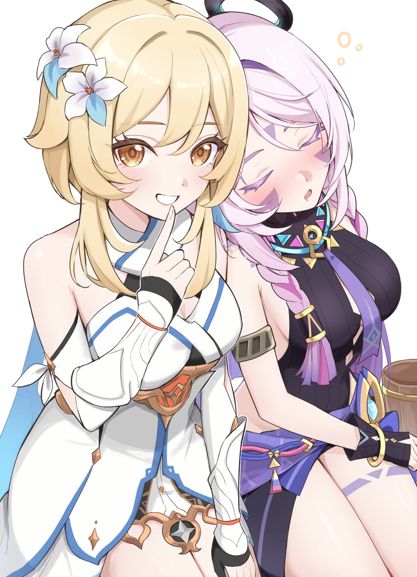 lumine and citlali (genshin impact) drawn by ura_(hamburg_oniku)