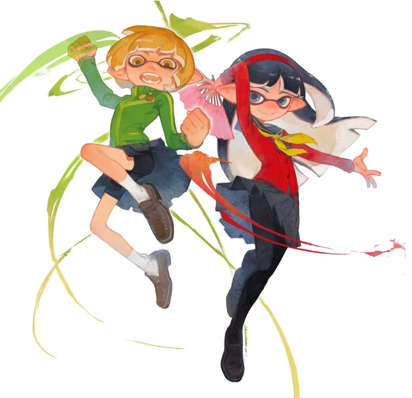 satonaka chie and amagi yukiko (persona and 2 more) drawn by creamyghost