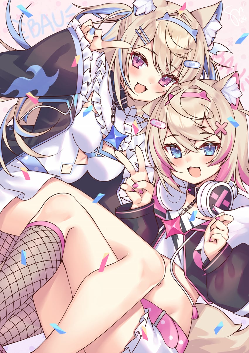 fuwawa abyssgard and mococo abyssgard (hololive and 1 more) drawn by watashishi