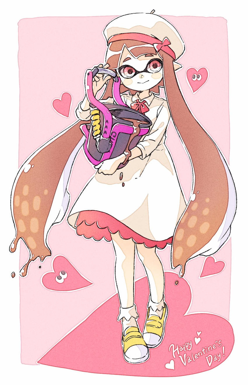 inkling player character and inkling girl (splatoon and 1 more) drawn by sen_squid