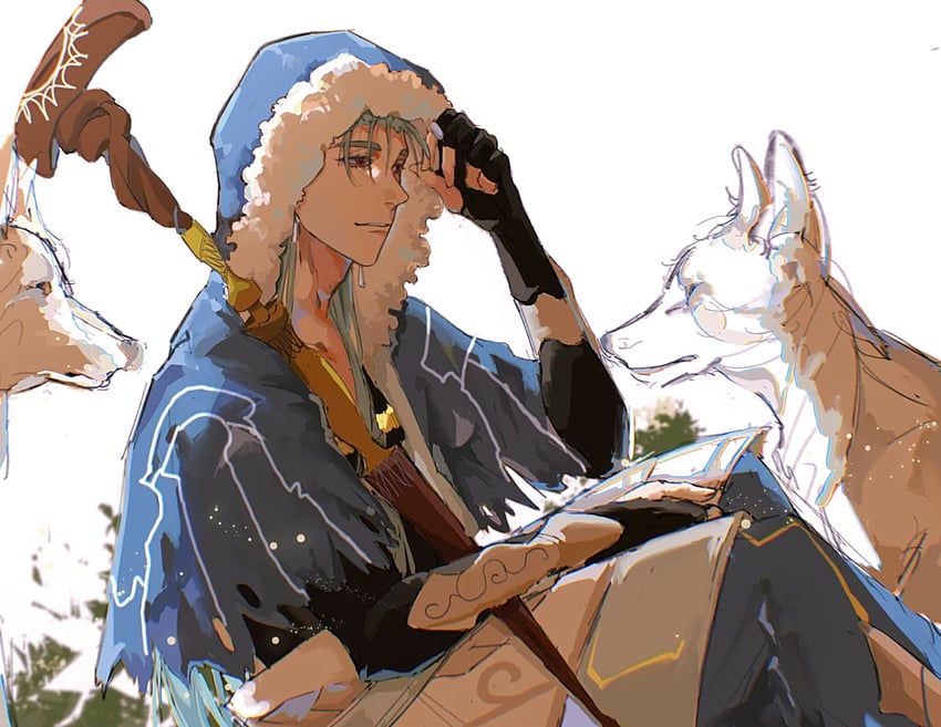 cu chulainn and freki and geri (fate and 1 more) drawn by yuanye_shui_bu_bao