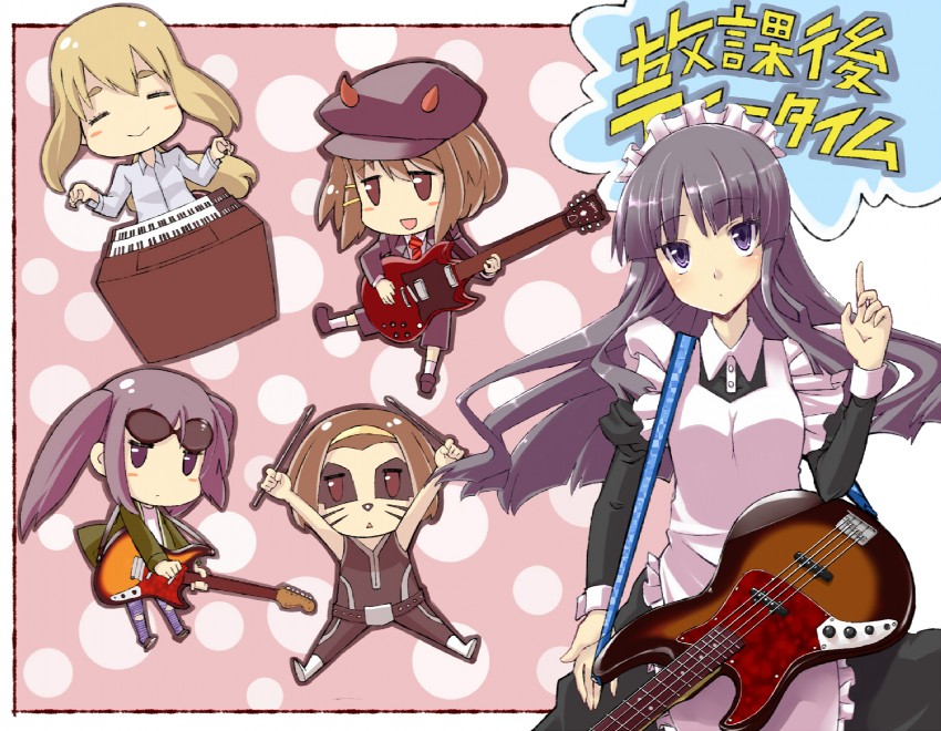 akiyama mio, nakano azusa, hirasawa yui, tainaka ritsu, kotobuki tsumugi, and 3 more (k-on! and 3 more) drawn by numako