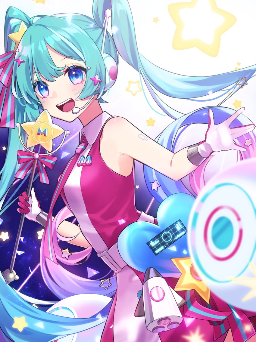 hatsune miku and magical mirai miku (vocaloid and 1 more) drawn by soramame_pikuto
